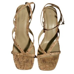 Ann Taylor Cork Platform Wedge Sandals Women's Size 9.5M Strappy Summer